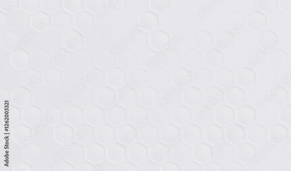 Poster white embossed hexagonal pattern on light background. subtle geometric honeycomb texture with raised
