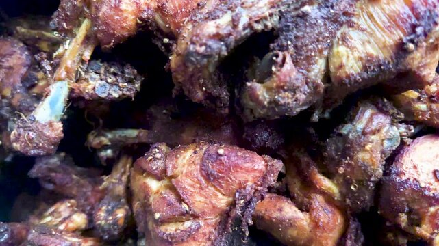 Fried Chicken in Large Cooking Pot or Deg