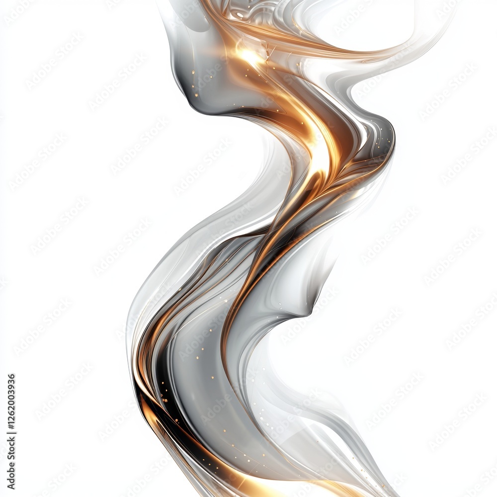 Wall mural abstract artistic representation of flowing smoke with golden accents creating ethereal patterns aga