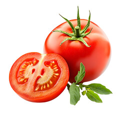 Fresh Red Roma Tomato Slice Isolated on White Background