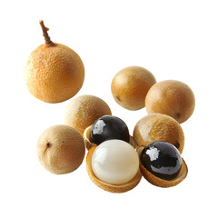 Cluster of Exotic Longan Fruits on White Background