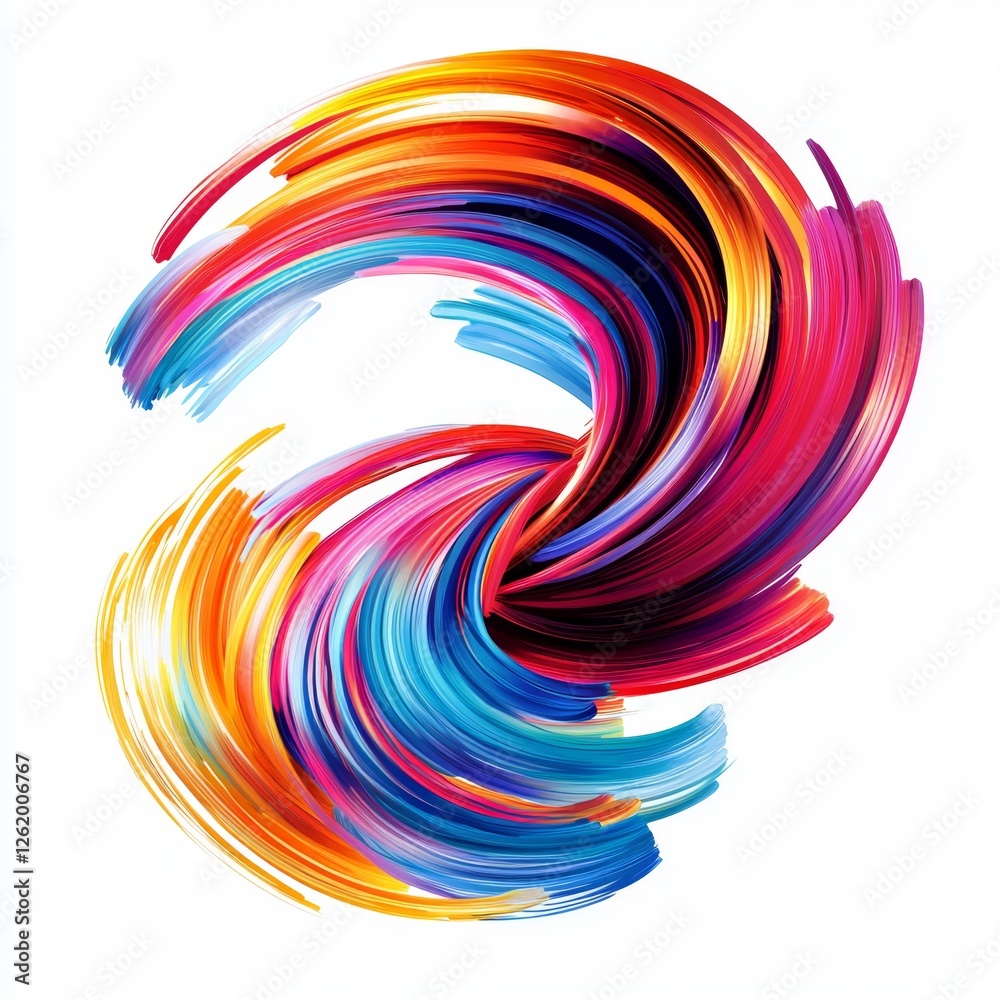 Sticker vibrant abstract swirls of colorful brush strokes creating dynamic fluid motion in an artistic repre