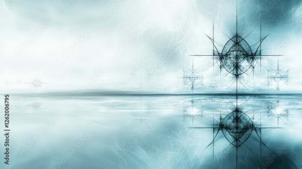 Poster abstract blue gradients in vast space reflection digital art soft colors tranquil atmosphere artisti