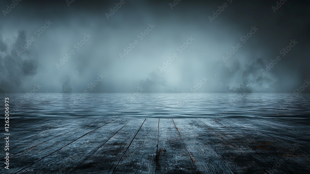 Poster vast abstract void in muted gray tones mysterious water surface digital art serene environment wide-