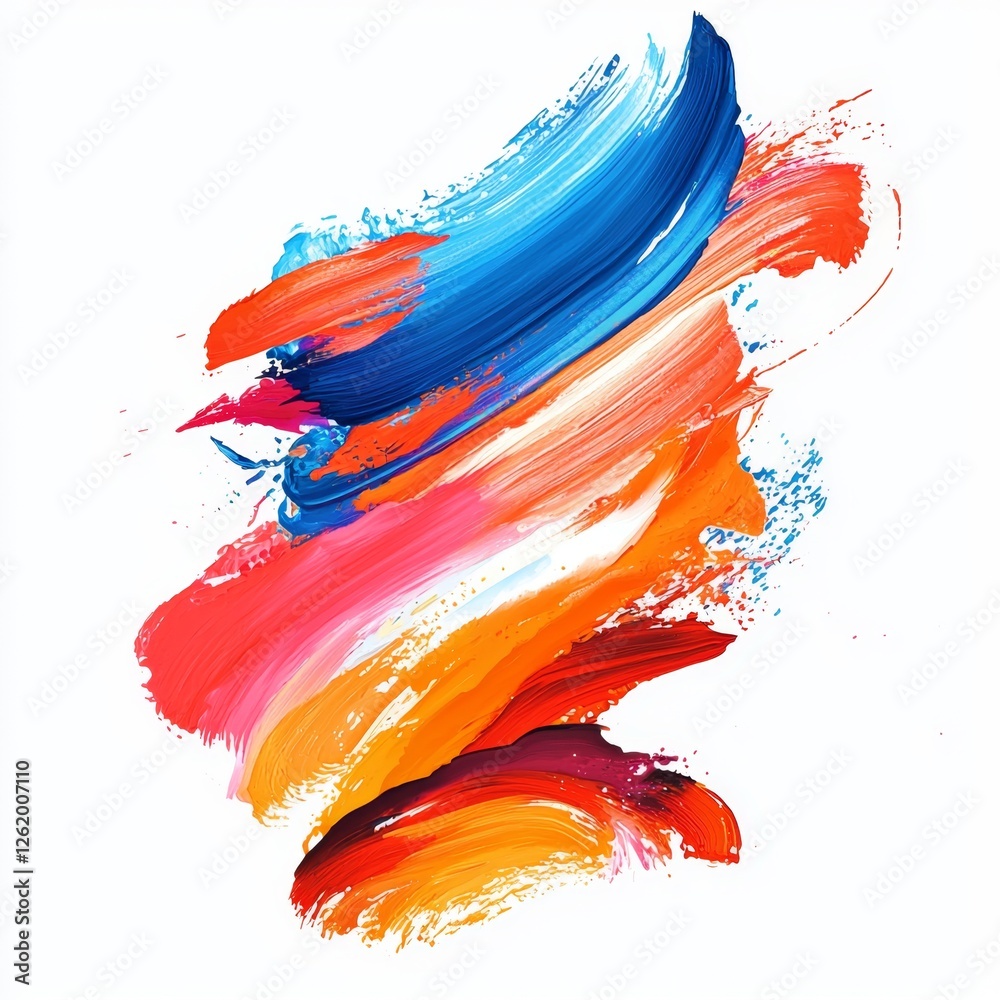 Wall mural abstract expression of colorful swirls and vibrant brush strokes on white background capturing dynam