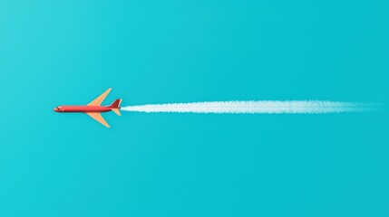Naklejka premium Jet plane flying through clear sky aerial view aviation concept tranquil environment