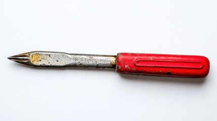 Rusty Old Screwdriver on White Background. Possible use Stock Photo