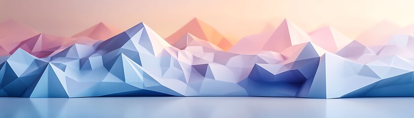 A serene and engaging representation of a low-poly mountain range with pastel colors reflecting on the water. Perfect for adding a modern touch to various creative projects.