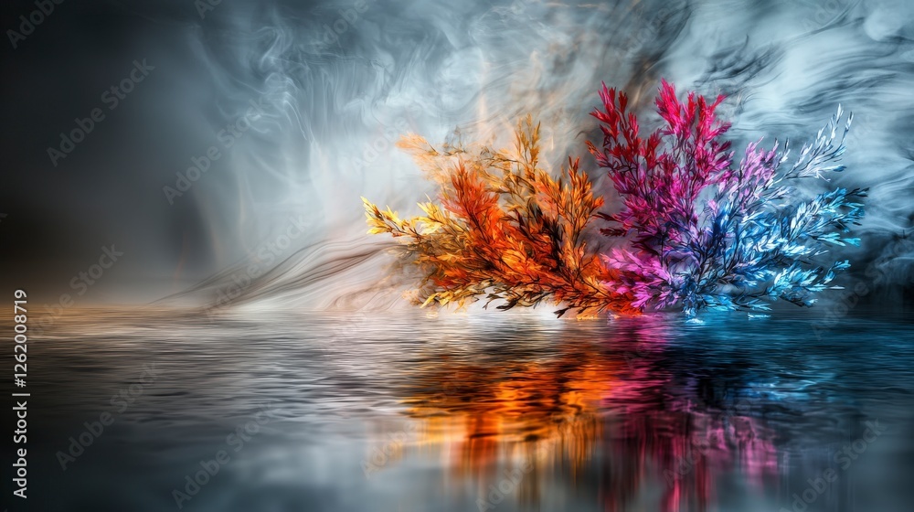 Poster abstract colorful trails blurring together digital art vibrant reflections artistic environment crea
