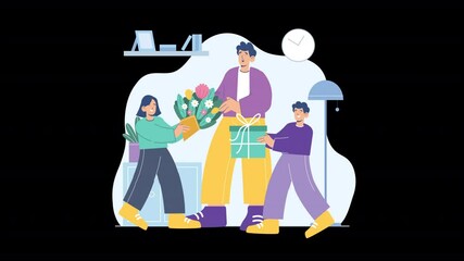 Celebrate Fathers’ Day with a flat style animation, showcasing fathers bonding with their children and embodying the love, strength, and wisdom of fatherhood.