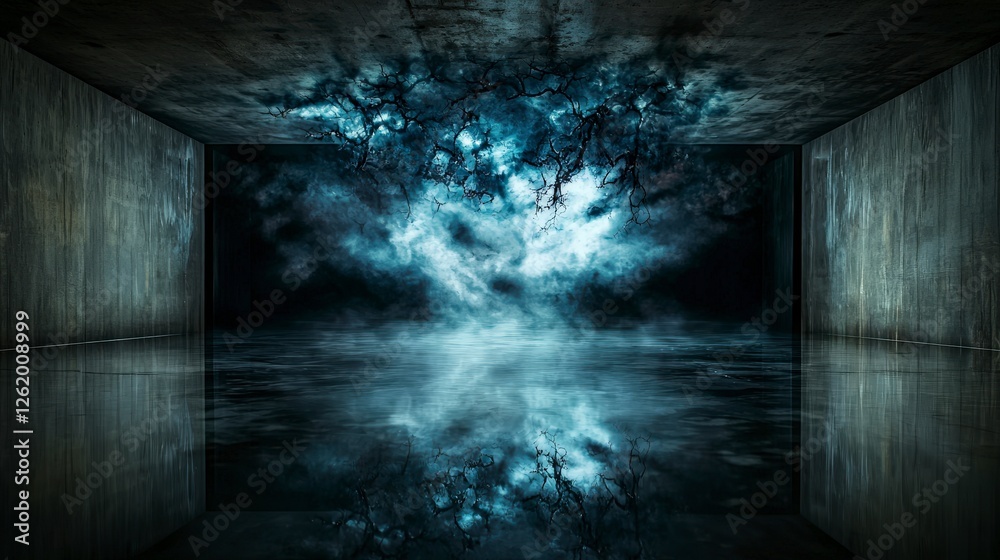 Aufkleber mystical dark currents streaming through a dimly lit room abstract art surreal environment atmospher