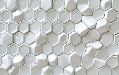 Fototapeta premium White hexagonal wall texture, abstract background, 3D render, design element