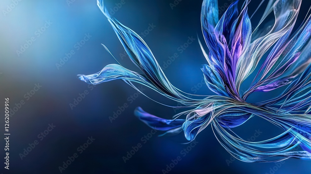 Poster indigo curves gracefully arc through space abstract artwork digital design modern studio artistic pe