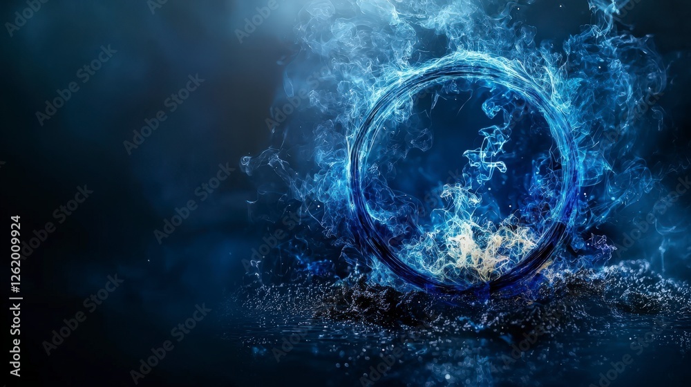 Aufkleber indigo curves gently arc through space abstract art digital creation mystical environment close-up v