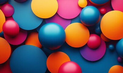 Vibrant Abstract Geometric Pattern with Colorful Gradients and 3D Spheres, Contemporary Art, Modern Design, Digital Background, Generative AI