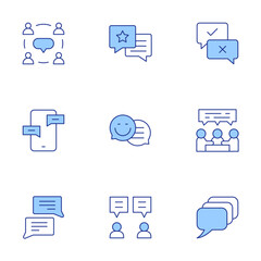 Communication icons set. Line Duotone style, editable stroke. communication, speech bubble, talk, chat, debate, negotiation, message, socialize