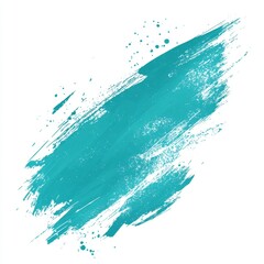 Abstract turquoise paint splash with textured strokes on white background creating vibrant artistic effect for creative design work