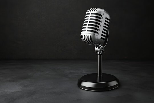 Retro microphone studio recording dark background