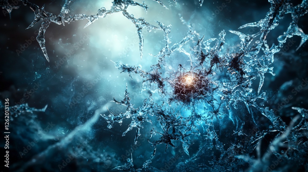 Poster Icy ether abstract digital creation of surreal dreamlike patterns in a macro landscape