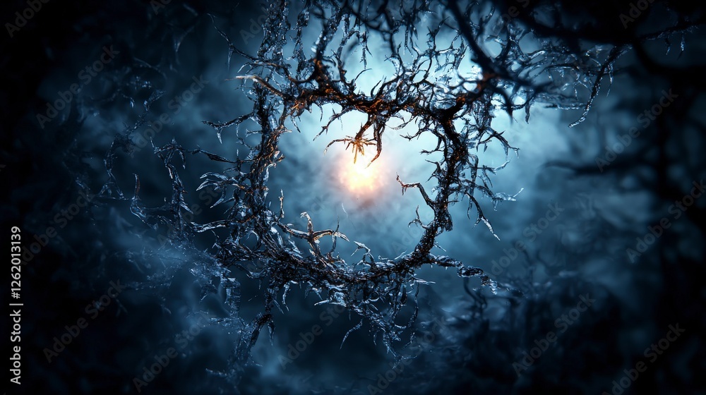 Aufkleber fractured dreamlike patterns ethereal ice landscape digital art mystical environment surreal viewpoi