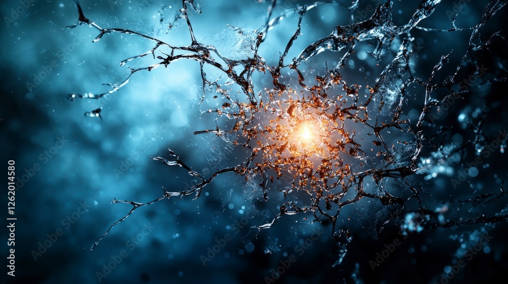 Poster suspended fragments of light in a cold icy environment abstract concept science surreal viewpoint