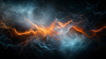 Dynamic energy surge abstract space digital art dark environment close-up view vivid visual impact