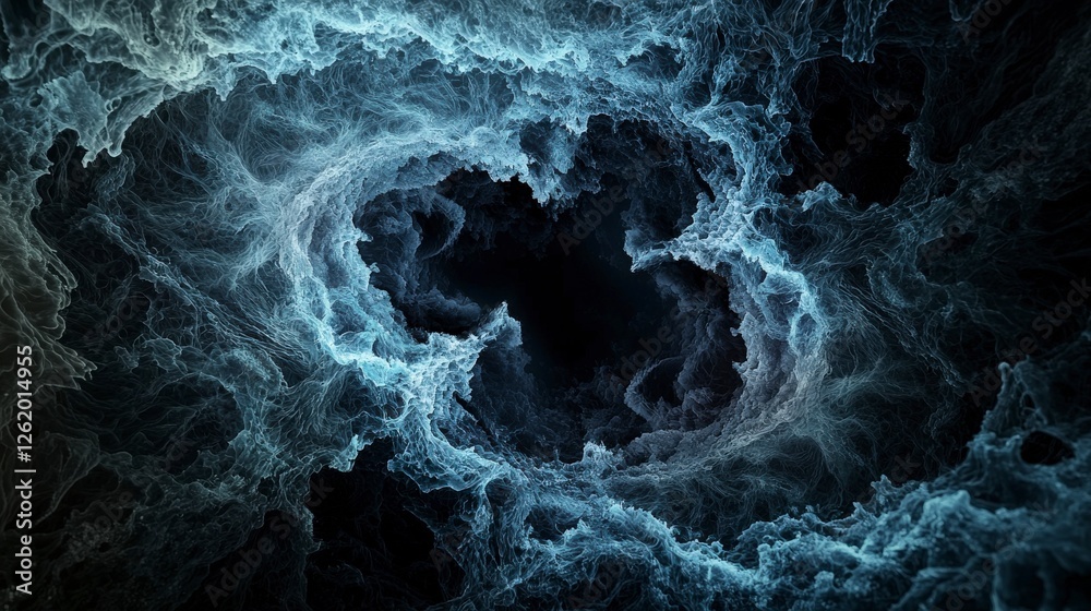 Fototapete Dynamic flow of ethereal waves abstract art digital realm dark background close-up visual concept exploration