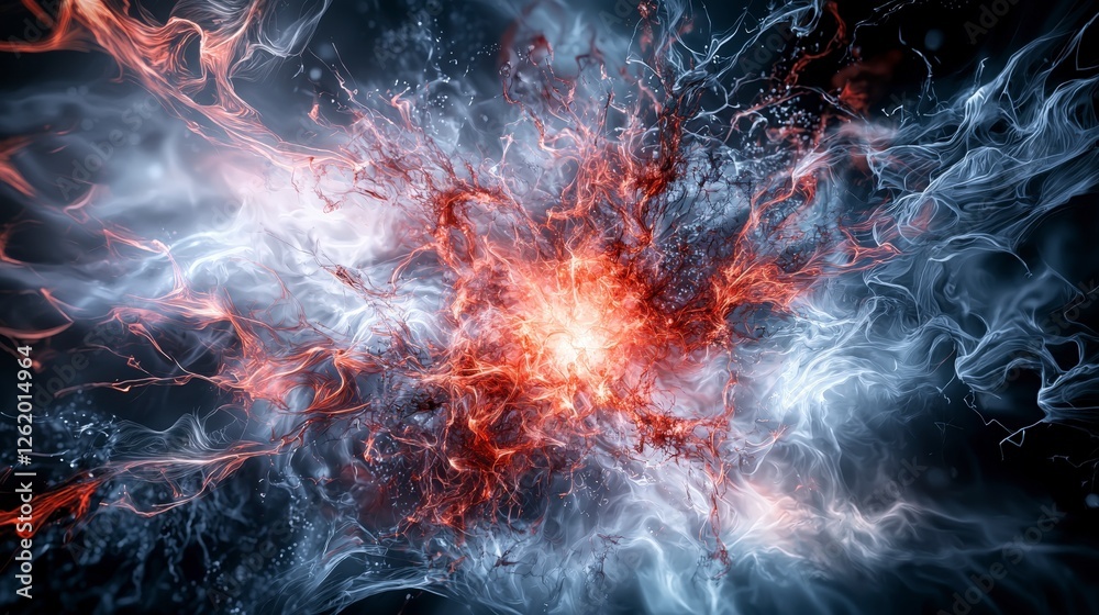 Leinwandbilder Dynamic viewpoint of surreal digital art abstract eruption of soft lines and colors in mental space