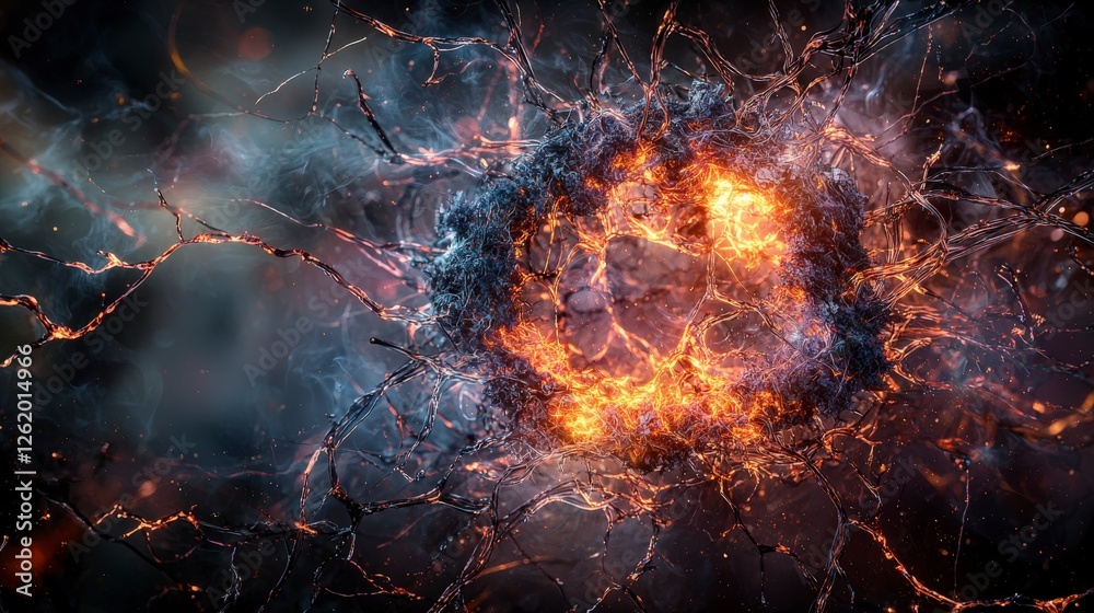 Poster Visual art in digital space abstract eruptions of soft lines and dynamic perspectives in a surreal environment