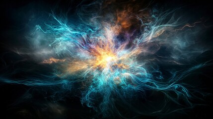 Fototapeta premium Ethereal light trails dancing in darkness cosmic realm abstract art mystical atmosphere imaginative viewpoint