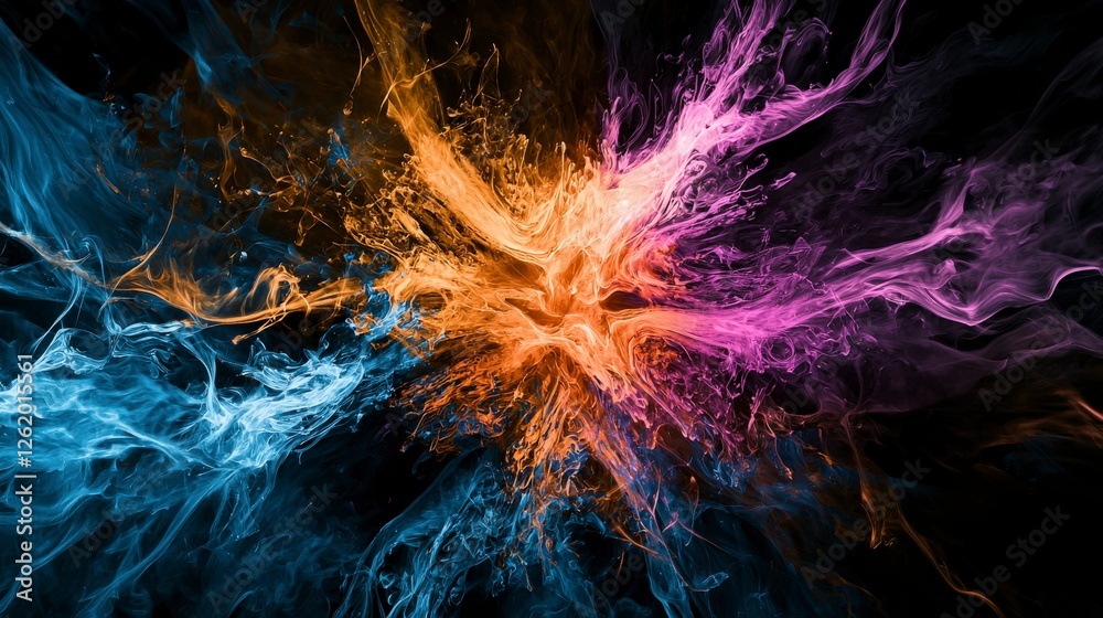 Leinwandbilder dynamic colorful swirls of light abstract art digital creation dark background artistic perspective 