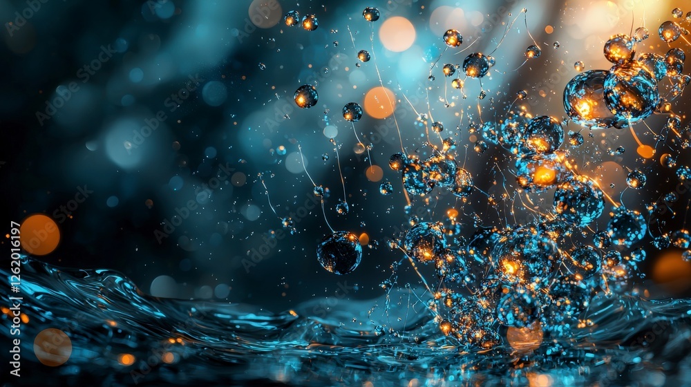 Poster radiant water splashes underwater scene macro photography shadowy environment dynamic perspective ar