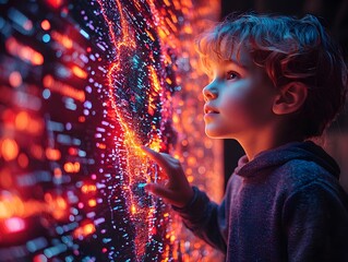 Glowing Interactive Map on Classroom Wall Illuminating Global Stories and Knowledge