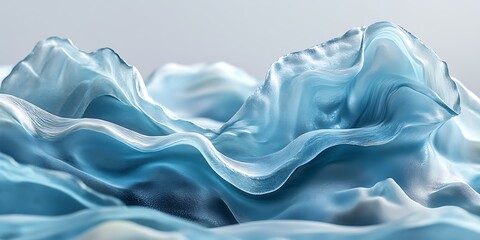 Fototapeta premium Abstract blue silk waves, flowing fabric texture background