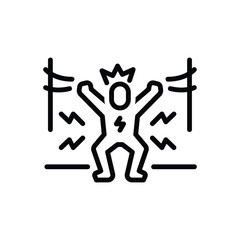 Black line icon for electrical shock
