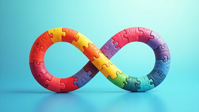 World autism awareness day concept Autism infinity rainbow symbol sign on colorful background
- Powered by Adobe