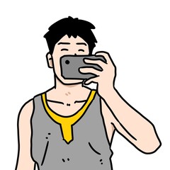 cute cartoon of man on white background