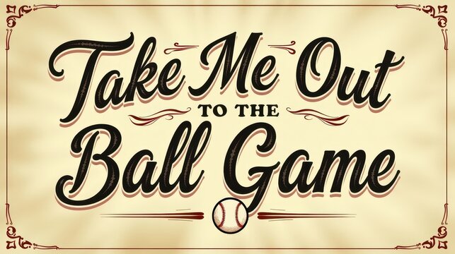 Take me out to the ball game &ndash; an inspiring lettering vintage design dedicated to baseball. Bold letters on a light background