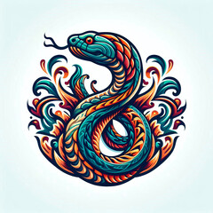 snake emblem in collage style on a white background