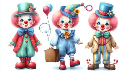 Fototapeta premium Colorful Clown with Balloons