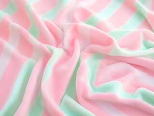 Obraz premium Soft Pastel Pink and Mint Colored Abstract Wavy Textile Pattern for Elegant and Modern Design