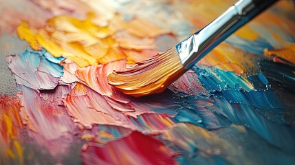 Obraz premium Bright abstract painting with bold brushstrokes and vibrant energy 