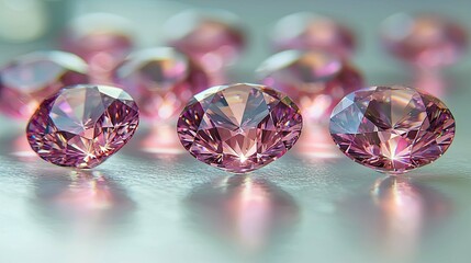 Dazzling Pink Diamonds: A Close-Up Look at Sparkling Gems and Precious Stones. Adornments of Brilliance and Elegance