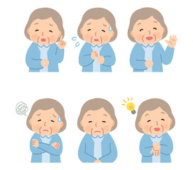 高齢女性　表情ポーズ　シニア　高齢者　後期高齢者