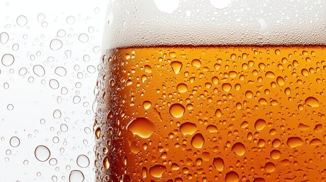 a bottle of craft beer with condensation, crisp and refreshing, isolated on white background