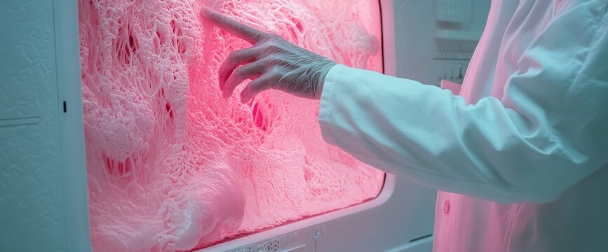 The doctor utilizes holographic imagery of the human system, showcasing a cutting-edge medical technology and revolutionary concept designed to support organ health. This innovation is integral to