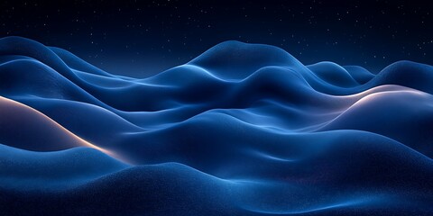 Obraz premium Blue abstract waves, starry night, background, website design