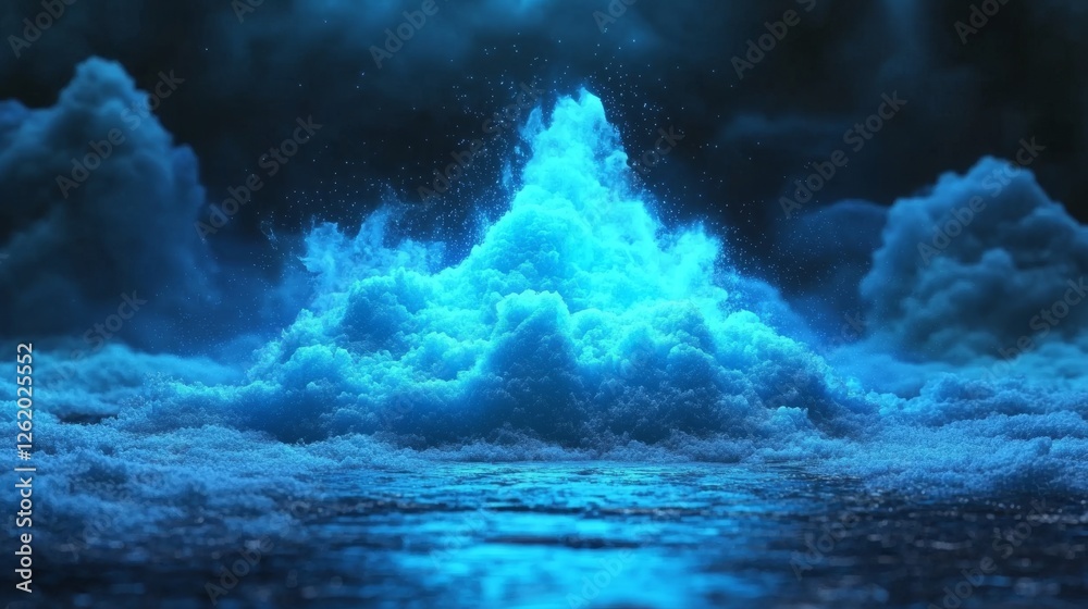 Poster grid-based network connection structure set against a dark blue backdrop