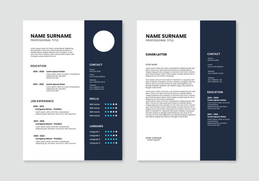Minimalist CV template. Clean resume and cover letter layout design. Vector illustration