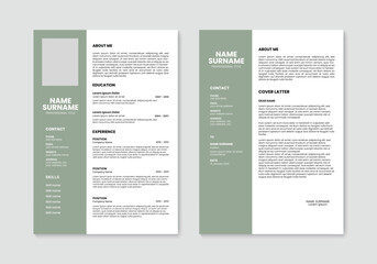 CV resume template design. Minimalist resume and cover letter layout design. Vector illustration